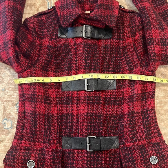 Burberry Brit Black and Red Plaid Wool Tweed Coat - Picture 7 of 16